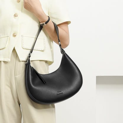 Women's Crescent Moon PU Leather Shoulder Bag | Compact Crossbody Handbag