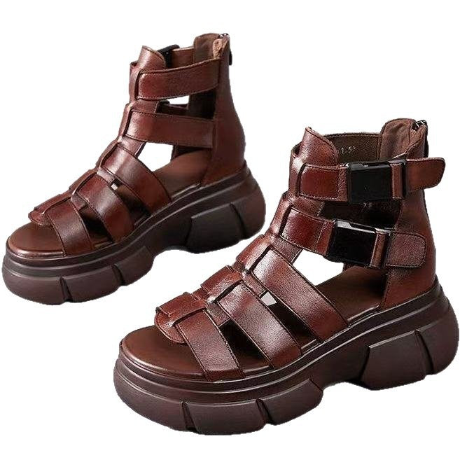 Women's Chunky Platform Roman Sandals | Buckle Strap Open Toe Shoes