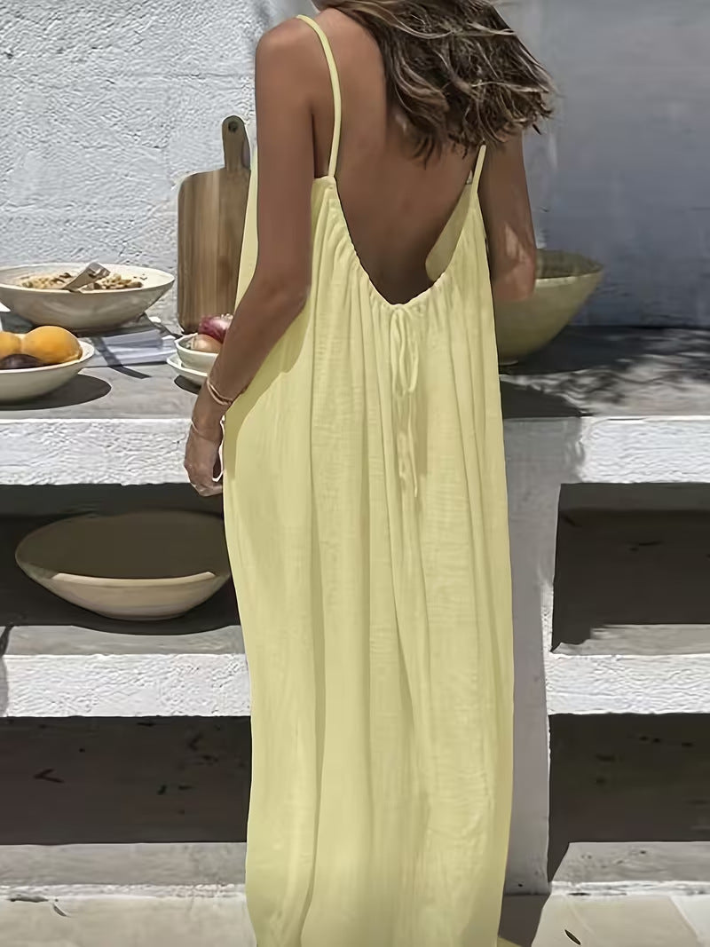 Women's Strappy Backless Maxi Dress | Sleeveless Casual Summer Dress