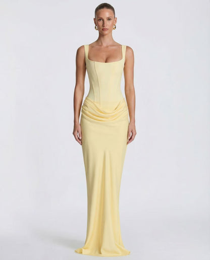 Women's Square Neck Mermaid Gown | Backless Bodycon Formal Evening Dress