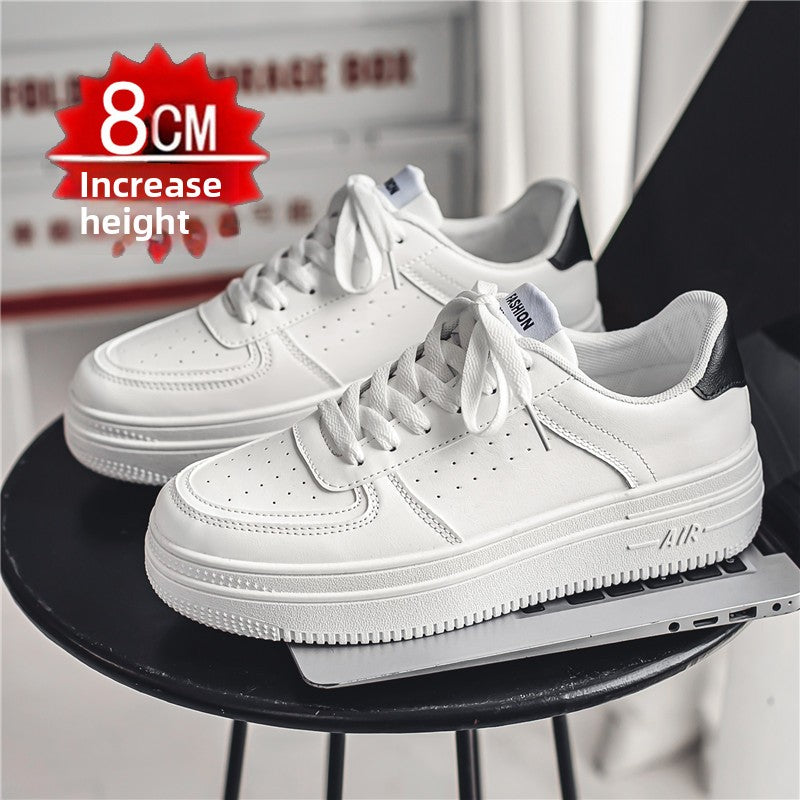 Men's White Court Sneakers | Hidden Lift Casual Fashion Shoes