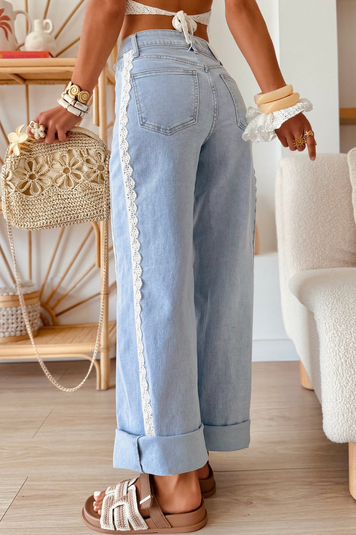 Women’s Lace-Trim Full-Length Jeans