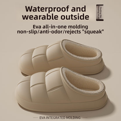 Women's Fleece-Lined Winter Slippers | Warm EVA House Shoes