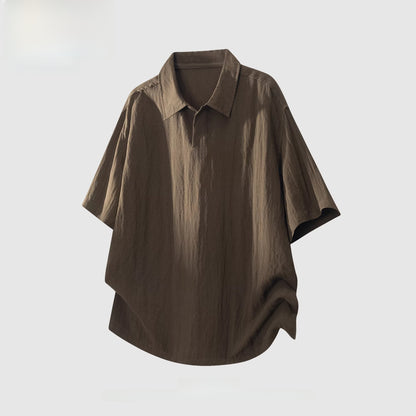 Men's V-Neck Short Sleeve Shirt | Lightweight Linen Blend Summer Top