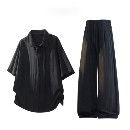 Men's Linen Polo Shirt & Wide-Leg Pants Set | Lightweight Summer Resort Outfit