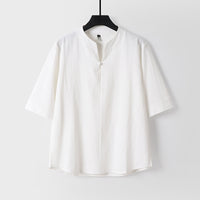 Men's Cotton Linen Short Sleeve Shirt | Loose Fit Summer Top