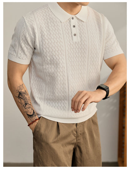 Supplier image for Men's Breathable Knit Polo Shirt