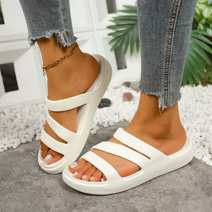 Women's Casual Beach Flat Slippers | Lightweight Rubber Flip Flops