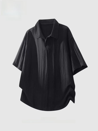 Men's V-Neck Short Sleeve Shirt | Lightweight Linen Blend Summer Top