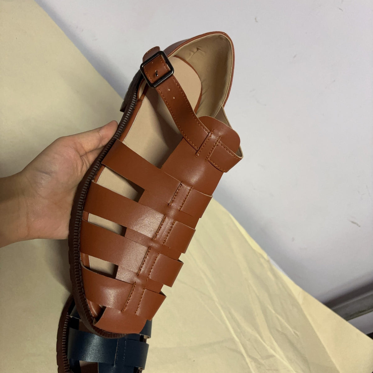 Men's Leather Buckle Open Toe Sandals | Business Casual Beach Shoes