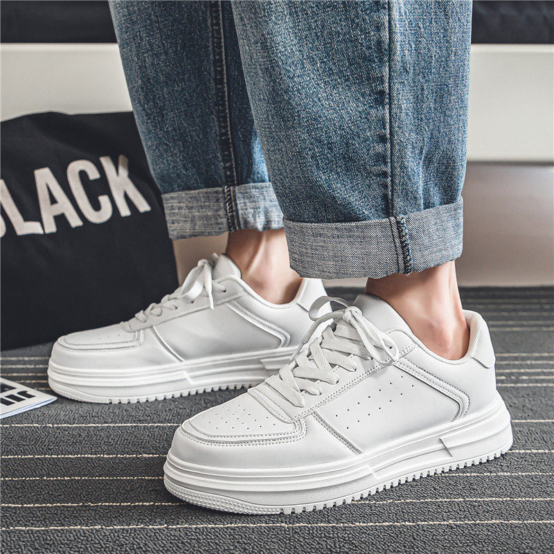Men's White Court Sneakers | Hidden Lift Casual Fashion Shoes