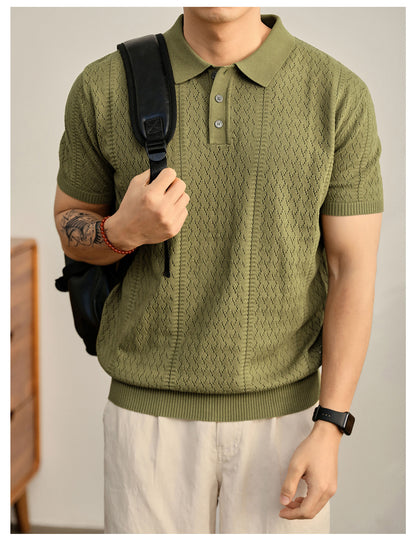 Supplier image for Men's Breathable Knit Polo Shirt
