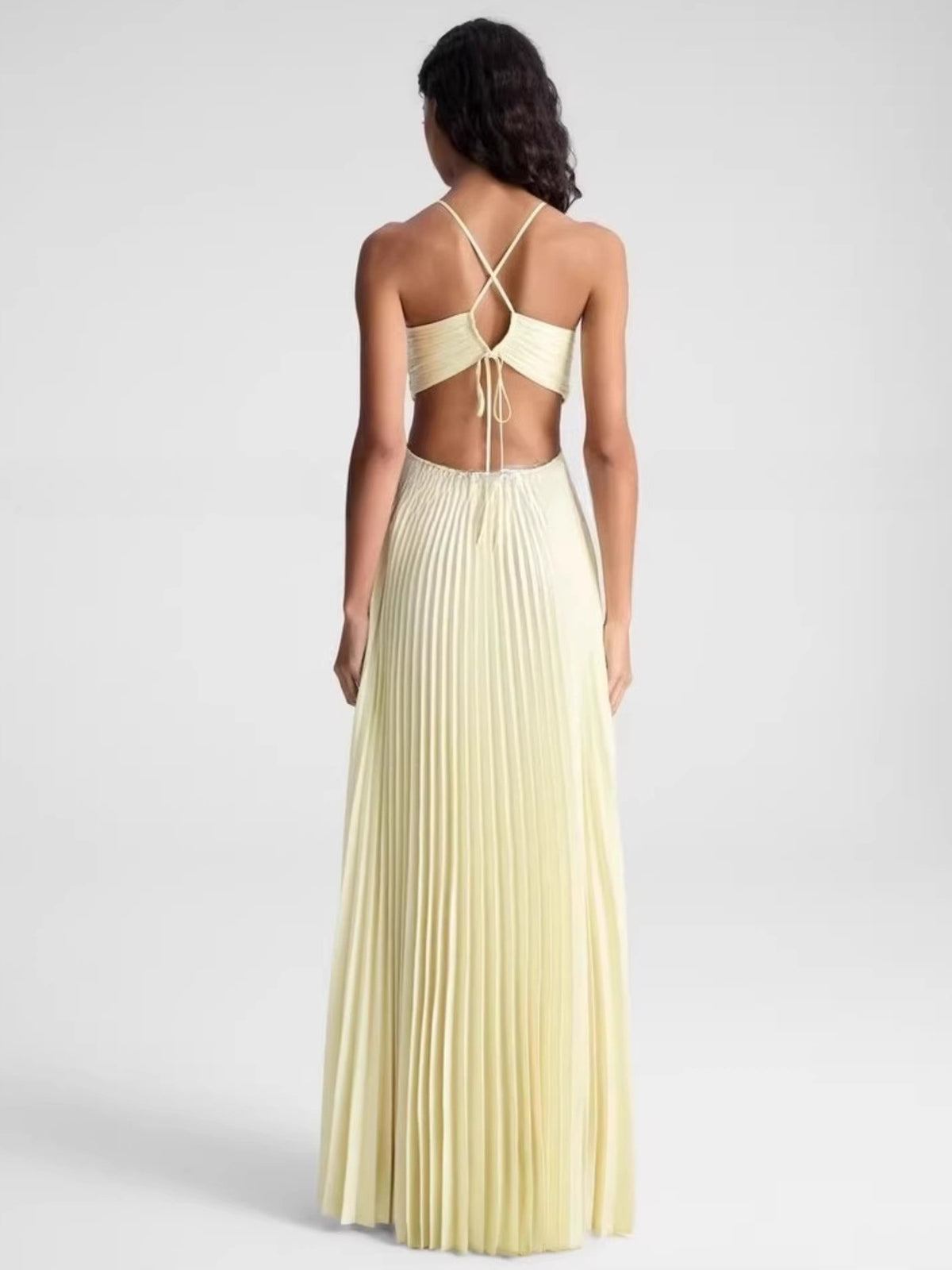 Women's Halter Neck Backless A-Line Maxi Dress | High Waist Summer Dress