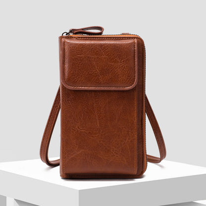 Women's Retro Mini PU Leather Crossbody Bag | Compact Bucket Shoulder Purse
