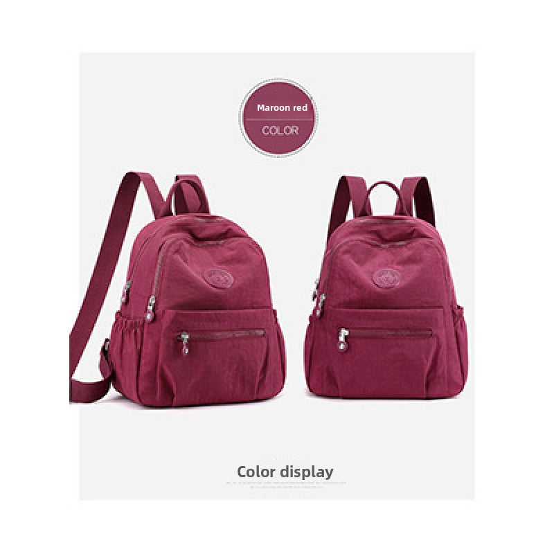 Women's Lightweight Nylon Travel Backpack | Zip-Up Medium Everyday Bag