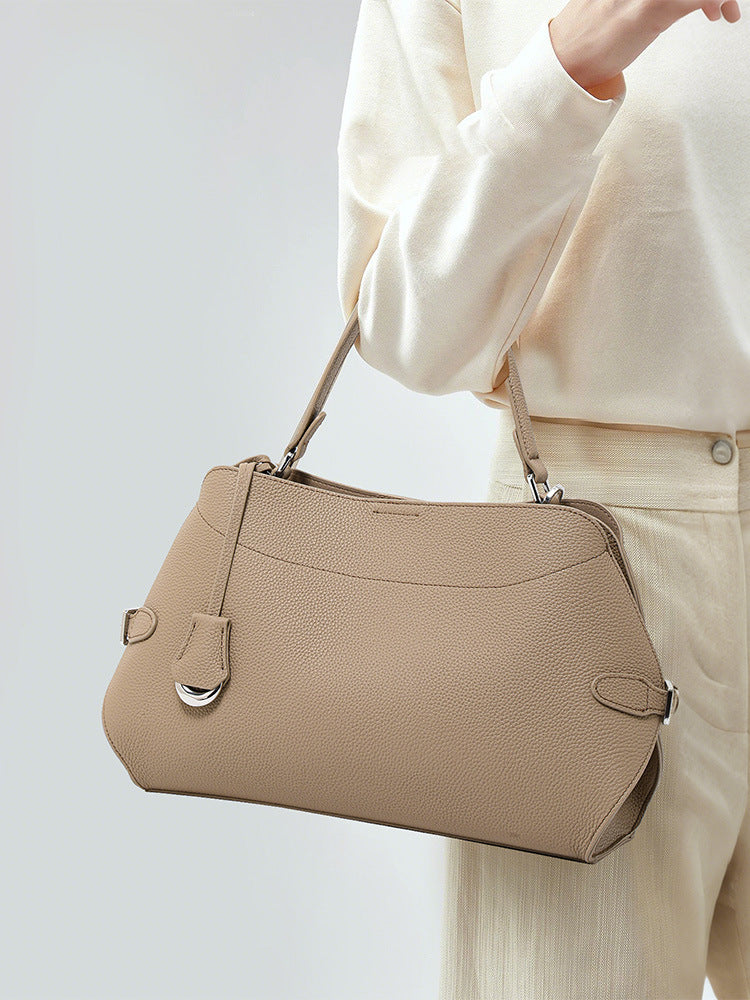 Women's Leather Shoulder Bag | Magnetic Clasp Multi-Compartment Bag
