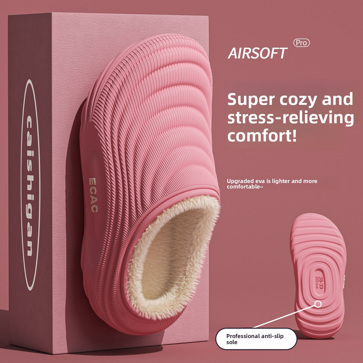 Women's Fleece-Lined Winter Slippers | Warm EVA House Shoes