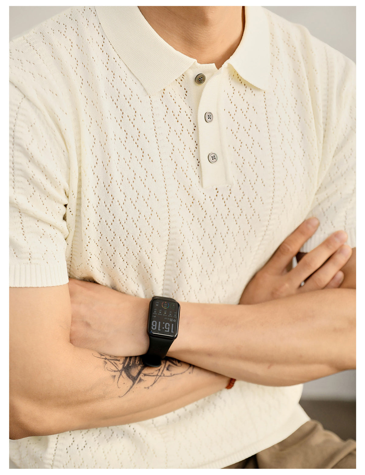 Supplier image for Men's Breathable Knit Polo Shirt