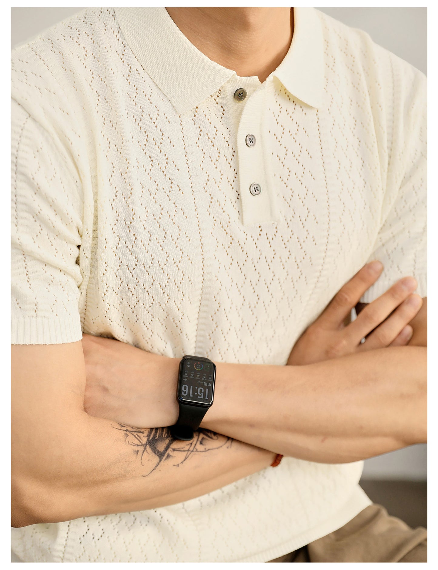 Supplier image for Men's Breathable Knit Polo Shirt