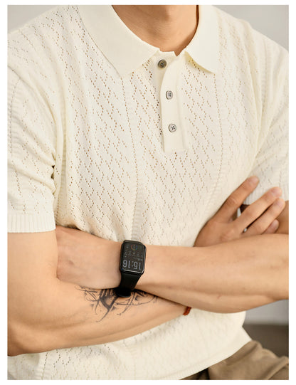 Supplier image for Men's Breathable Knit Polo Shirt