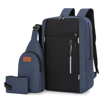 Oxford Fabric 3-Piece Laptop Backpack Set | USB Charging Travel Bag