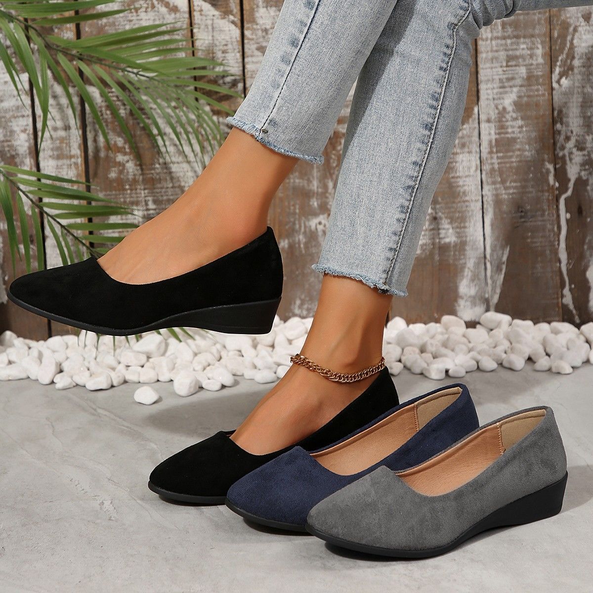 Women's Pointed Toe Wedge Shoes | Casual Slip-On Loafers
