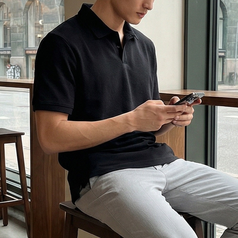 Men's Short Sleeve Cotton Blend Polo Shirt | Casual Golf Shirt
