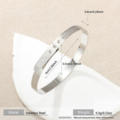 Adjustable Stainless Steel Cuff Bracelet | Textured Open Bangle