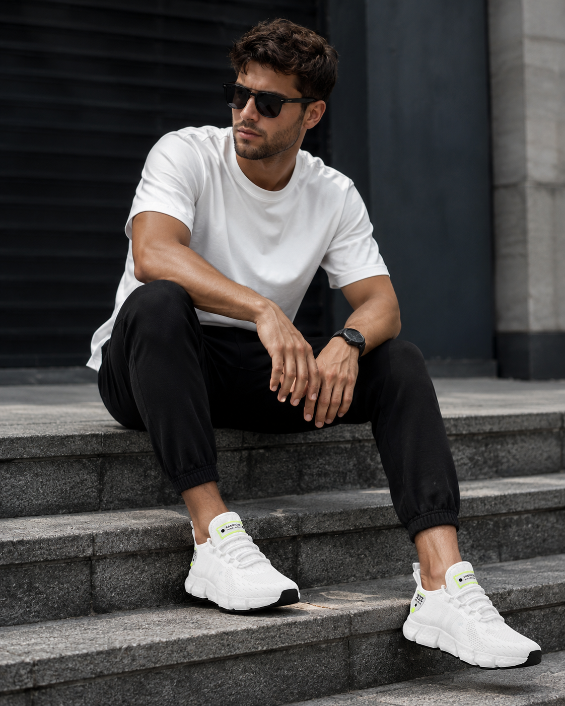 Men's Knit Lightweight Running Sneakers | EVA Sole Athletic Shoes