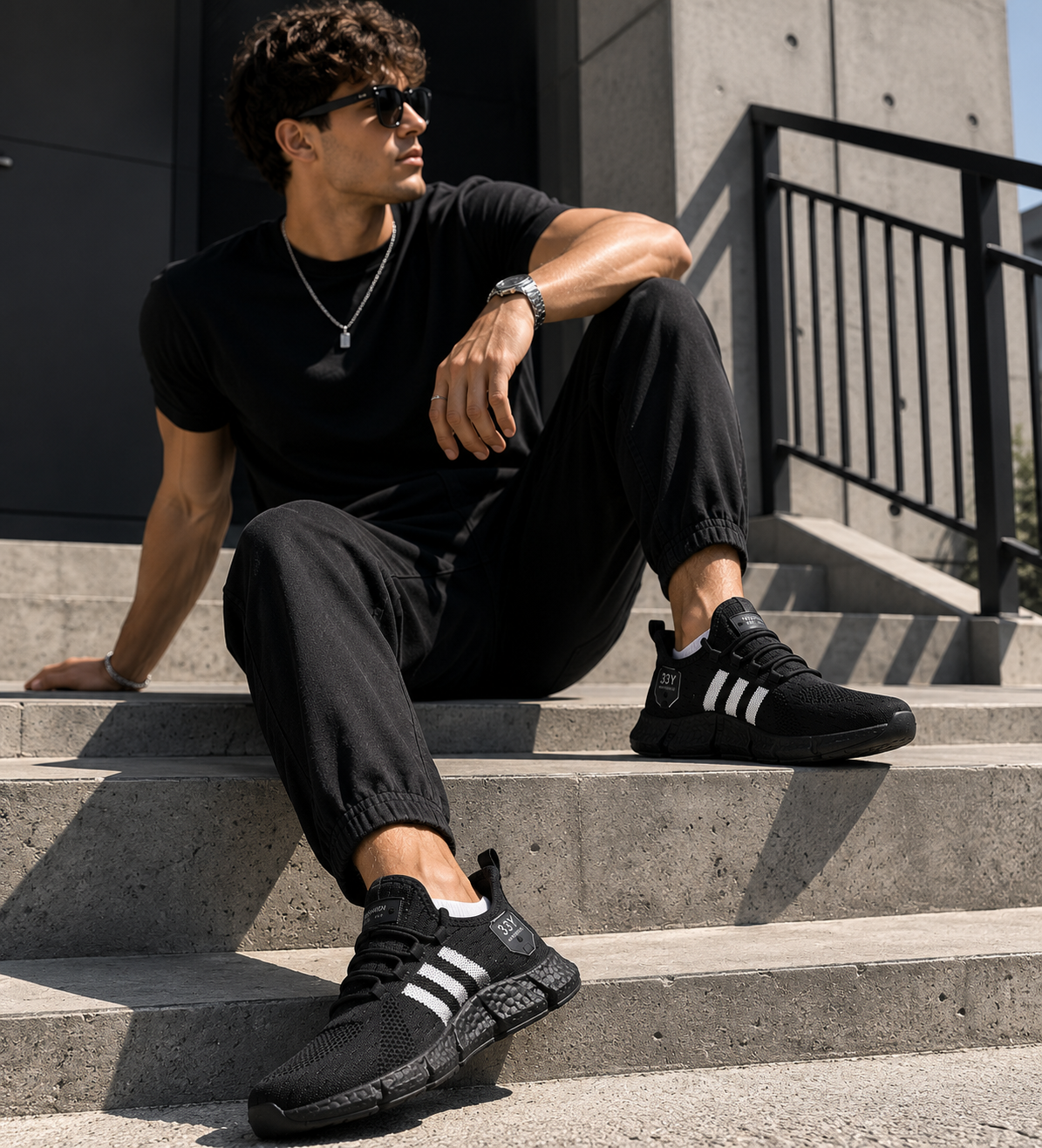 Men's Knit Lightweight Running Sneakers | EVA Sole Athletic Shoes