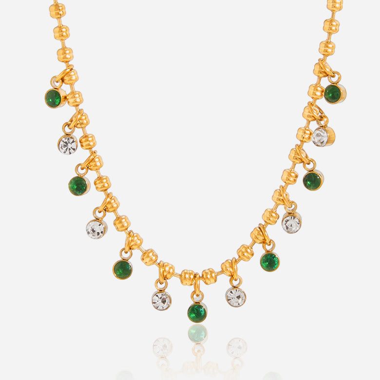 Women's Gold Geometric Pendant Necklace | Stainless Steel PVD Zircon Charm