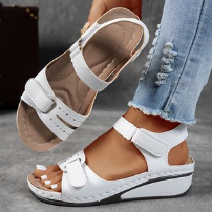 Women's Roman Velcro Strap Sandals | Casual Platform Walking Shoes