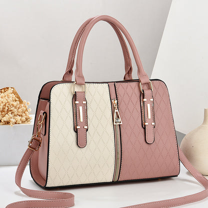 Women's Color Block Large Tote Handbag | PU Leather Adjustable Shoulder Bag