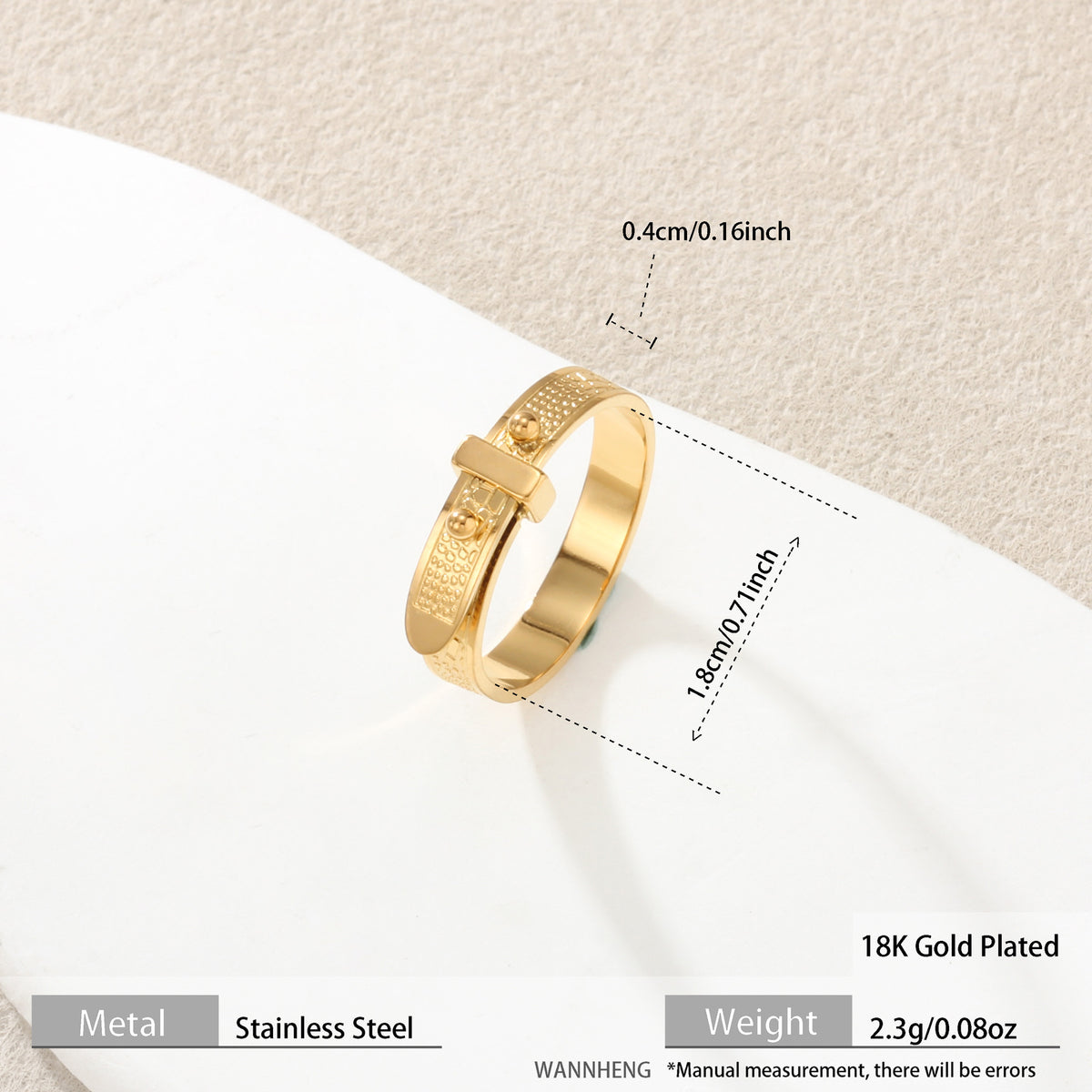 Adjustable Stainless Steel Cuff Bracelet | Textured Open Bangle