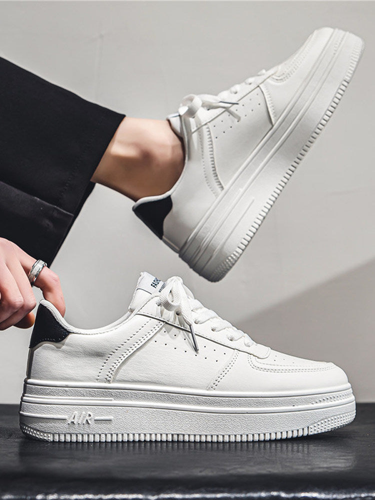 Men's White Court Sneakers | Hidden Lift Casual Fashion Shoes