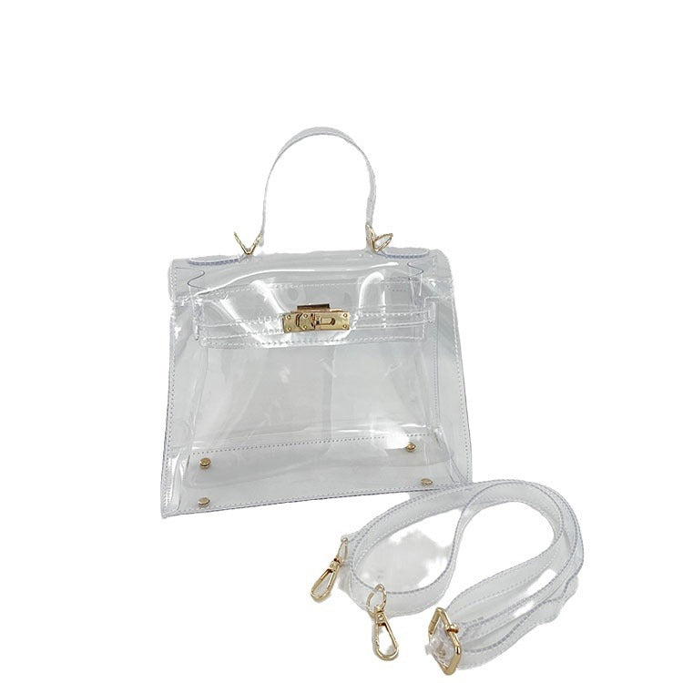 Women's Transparent PVC Lock Buckle Handbag | Structured Crossbody Clutch