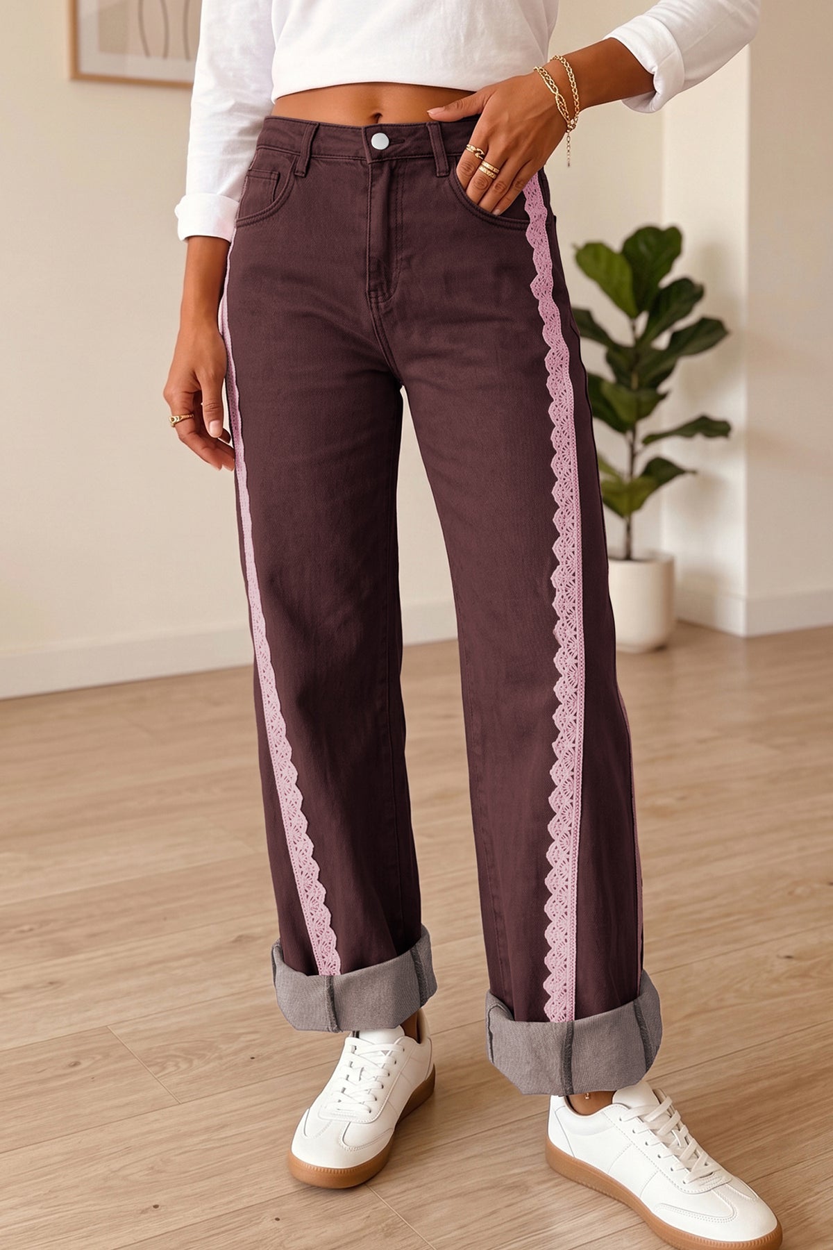 Women’s Lace-Trim Full-Length Jeans