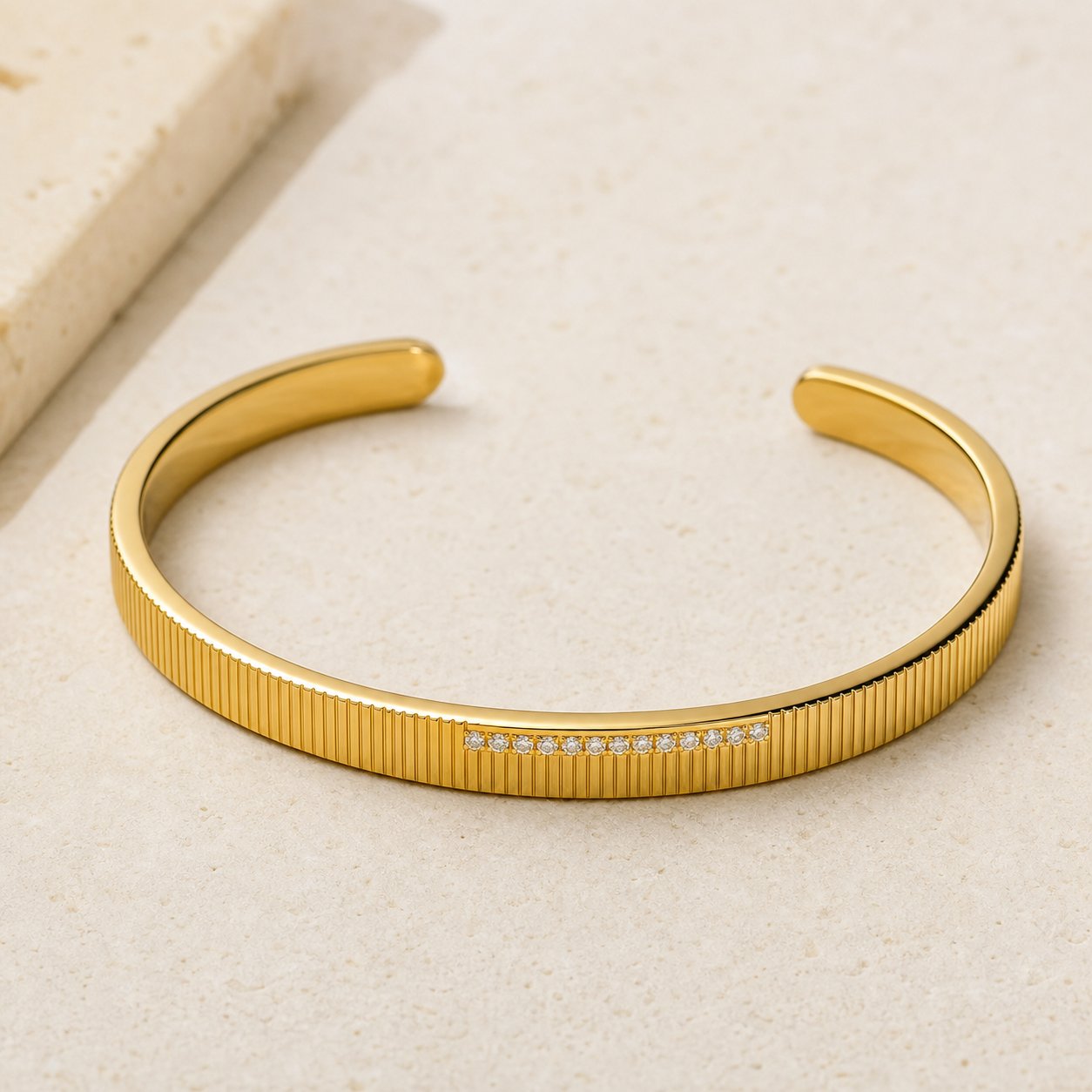 Adjustable gold stainless steel cuff bracelet product photo
