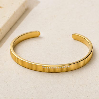 Adjustable gold stainless steel cuff bracelet product photo