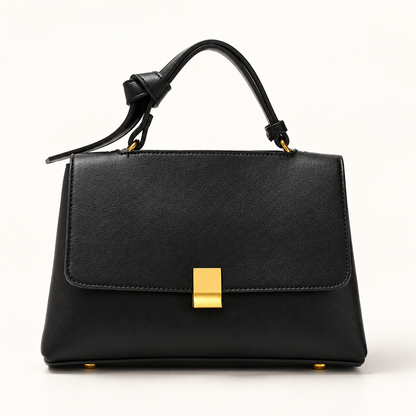 AuraX Simple solid color handbag with a slouchy shoulder strap — Black studio product image