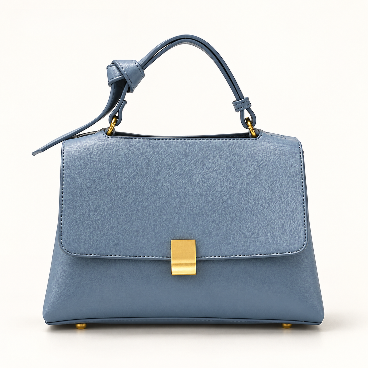 AuraX Simple solid color handbag with a slouchy shoulder strap — Blue studio product image