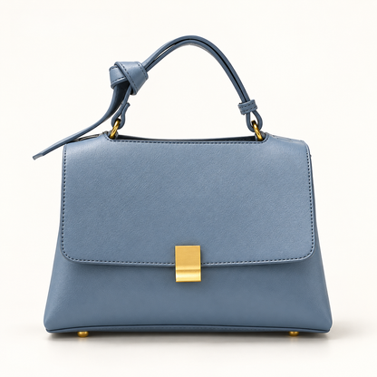 AuraX Simple solid color handbag with a slouchy shoulder strap — Blue studio product image