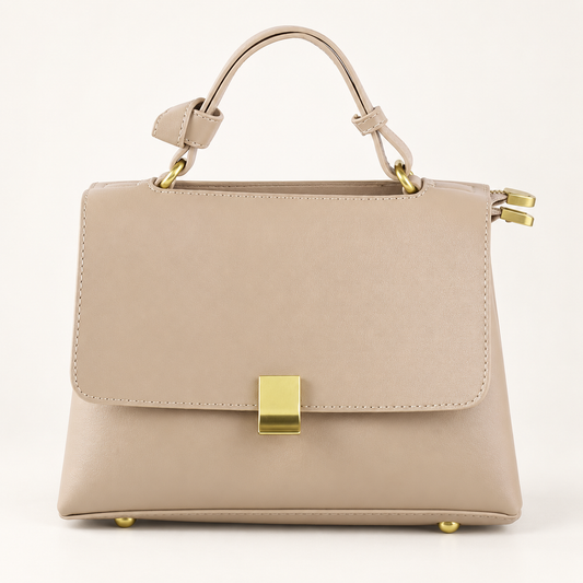 AuraX Simple solid color handbag with a slouchy shoulder strap — milk tea studio product image