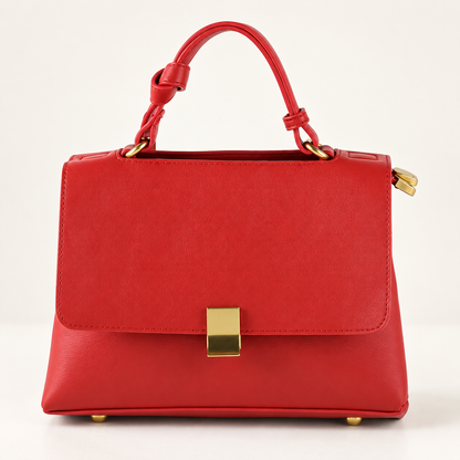 AuraX Simple solid color handbag with a slouchy shoulder strap — Red studio product image