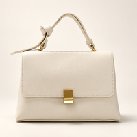 AuraX Simple solid color handbag with a slouchy shoulder strap — White studio product image