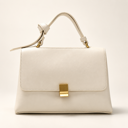 AuraX Simple solid color handbag with a slouchy shoulder strap — White studio product image