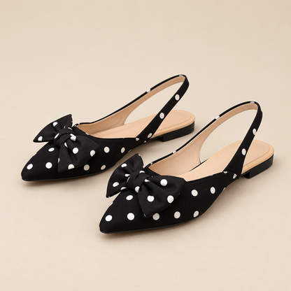 AuraX Bow-Decorated Pointed-Toe Slingback Sandals — Wave Point studio product image