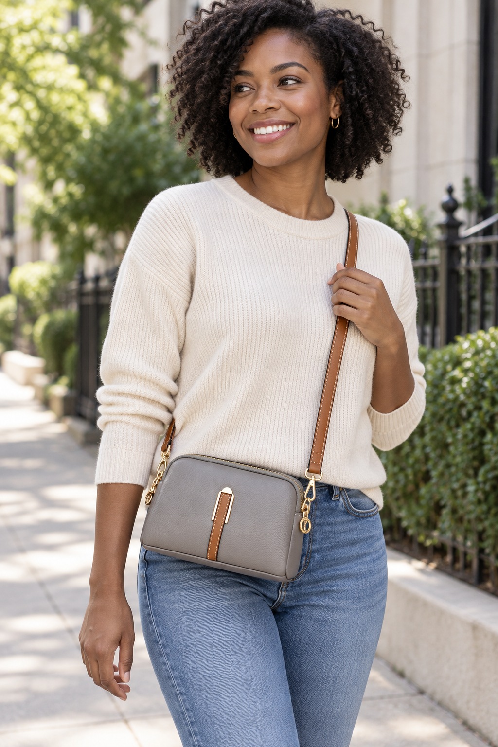 Gray Women's Shell-Shaped Crossbody Bag lifestyle view