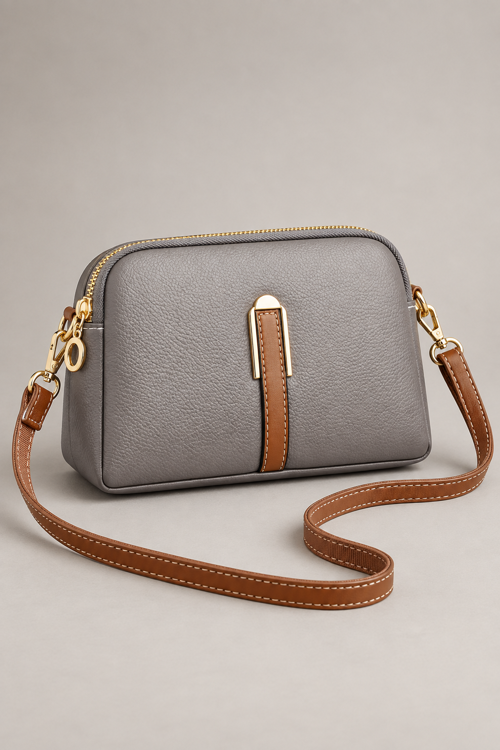 Gray Women's Shell-Shaped Crossbody Bag studio view