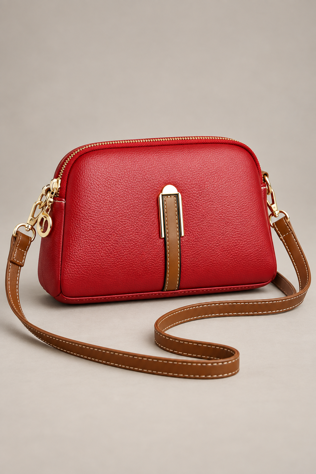 Red Women's Shell-Shaped Crossbody Bag studio view